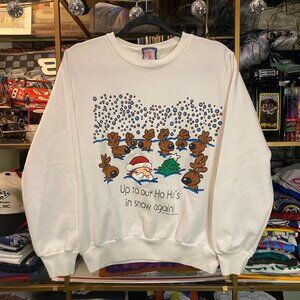 Vintage 80’s Santa Reindeer Snow Christmas Sweater Crewneck S/M